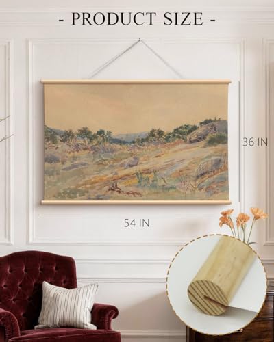 HUARCEY Extra Large Canvas Wall Art, Rustic Landscape Scroll Wall Art 36x54 - color: Hillside, size: 54"L x 36"W