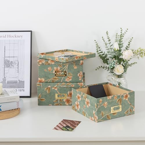 Soul & Lane - Decorative Storage Boxes with Lids, Set of 3, Botanical Sage