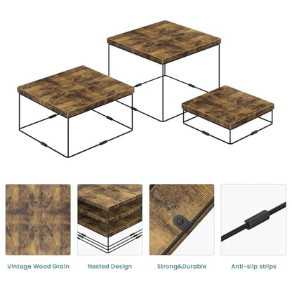 ELITEROO Buffet Risers and Stands, 3 Tier Wood Display Risers, Rustic Brown - size: 6"x7"x8"