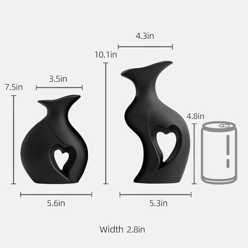 XL Black Snuggle Hollow Ceramic Flower Vase Home Decor Set of 2 - color: XL Black