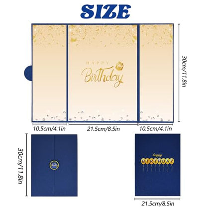 Crenics Blue and Gold Birthday Guest Signature Book Alternative 18" x 12" - color: Blue and Gold