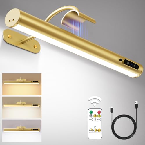 Hapfish Picture Lights for Wall Battery Operated,Wireless Art Light - Gold - color: Without Motion Sensor Gold