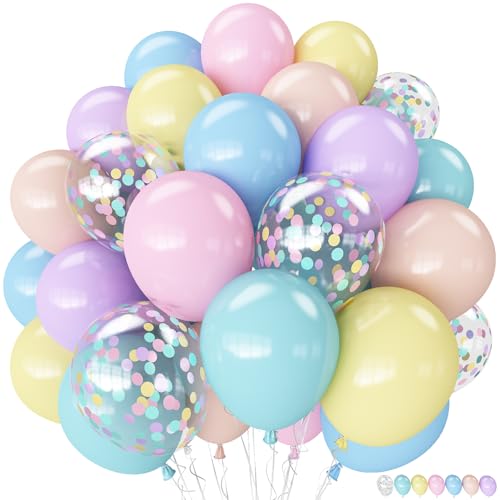 Pastel Balloon 12Inch Colorful Macaron Pink Teal Blue Yellow Purple Balloon - color: Blue Yellow Pink Purple