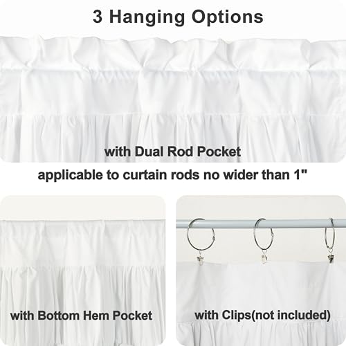 HIG 2 Pack White Handcrafted Window Treatment Tiers Curtains, 30"x24" - color: White, size: 30"W x 24"L (Pack of 2)