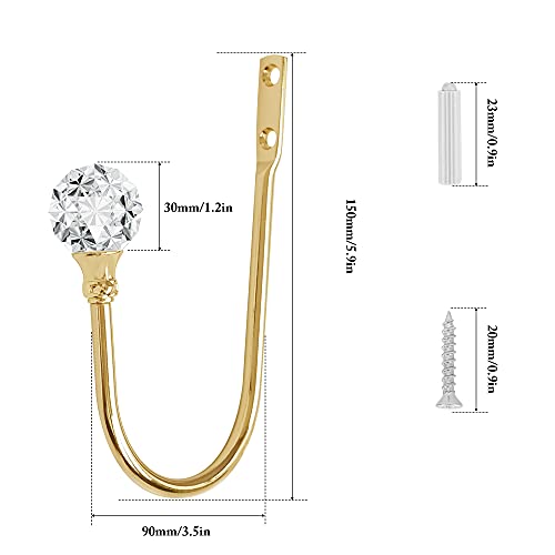 Curtain Holdback, 4Pcs Wall Mounted Drapery Tiebacks, Sliver - color: 4 Pcs, Gold