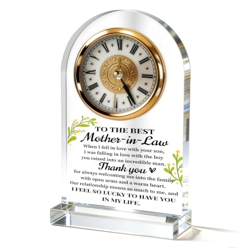 WKYAER Mother in Law Gifts Acrylic Desk Clock, for Mother in Law, Suitable Gifts for Mother-in-Law on Birthdays, Christmas, and Thanksgiving, 4.3 x 7.8 in - color: Gift 02