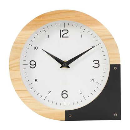Deco 79 Wood Decorative Clock Round Abstract Mantel Clock, Tabletop Clock 8" x 2" x 8", Light Brown