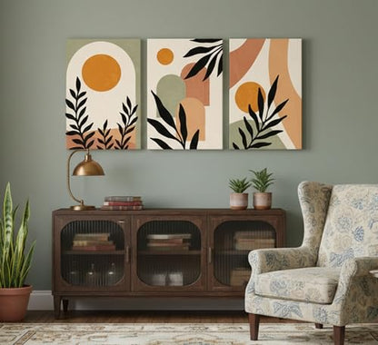LAJDXSX 3 Pcs Mid Century Modern Boho Sun Canvas Wall Art - color: Boho Sun, size: 16x24in-Canvas