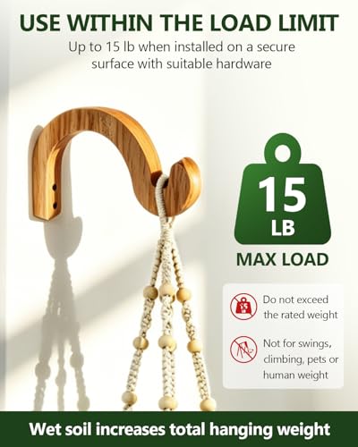 7-Inch Hanging Plant Brackets, Arc-Shaped Wooden Plant Hanger Indoor, Wall Mount Hooks for Outdoor Hanging Bird Feeders, Flower Baskets Pots, Wind Chimes, Lanterns - style: 5-Semicircle Style(2Pack)