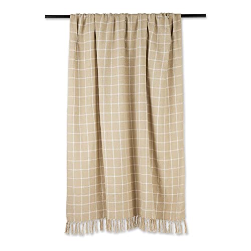 DII Transitional Checked Plaid Woven Throw, 50x60, Vintage Linen - color: Vintage Linen, size: 50x60"