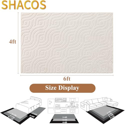 SHACOS 4x6 Soft Area Rugs Fluffy Carpet for Bedroom Living Room Beige - size: 4×6