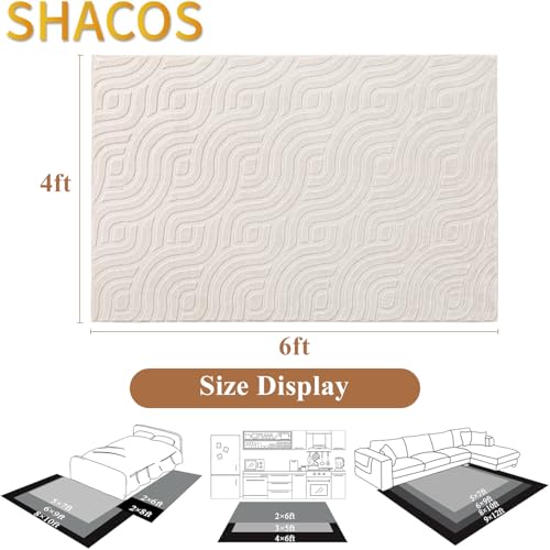 SHACOS 4x6 Soft Area Rugs Fluffy Carpet for Bedroom Living Room Beige - size: 4×6