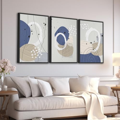 Large Framed Wall Art, Neutral Botanical Abstract Line Art, 16"x24"x3 - color: gray, size: 16"x24"x3 Framed