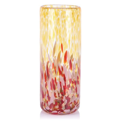 9.45in H Sea Glass Cylinder Vase Unique Hand Blown Glass Vase for Flower - color: Green