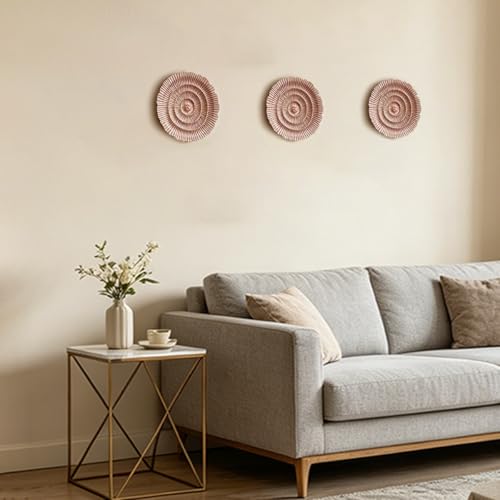 Metal Wall Sculpture, 10'' Round Textured Radiant Sunburst Wall Decor - color: 053A-Pink