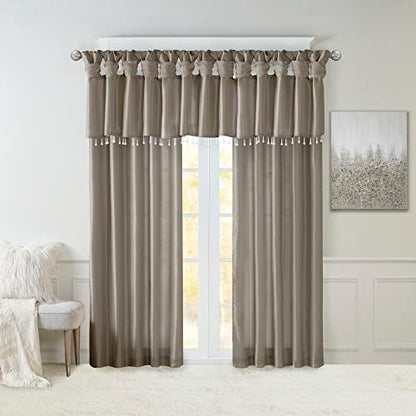 Madison Park Faux Silk Valances for Windows with Beads, 50x26 Pewter - color: Pewter, size: 50"W x 26"L (Pack of 1), style: Valance