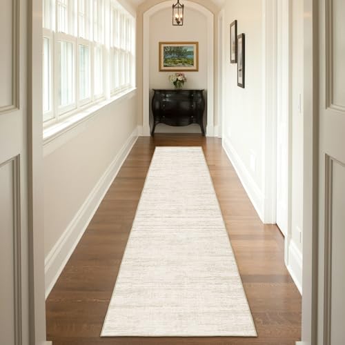 2.5x10 Washable Runner Rugs,10 ft Runner Rug for Hallways,Ultra-Thin Abstract Long Stain Resistant Rug Runner，Non-Slip Backing Kitchen Runner Rugs for Bedroom，Entryway，Living Dining Room - color: Beige, size: 2'6" x 10' (Runner)
