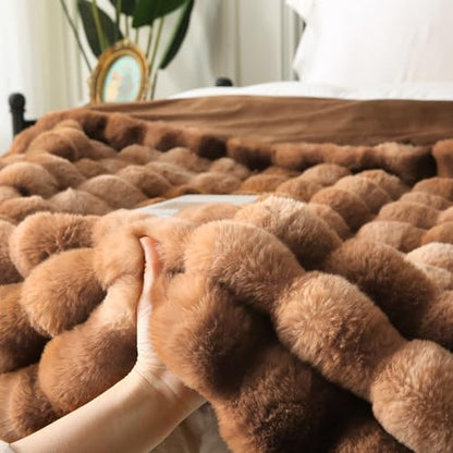 MERRYLIFE Luxury Plush Tie Dye Brown Faux Fur Throw Blanket for Bed 60" 80" - color: Tie Dye Brown, size: 60"*80"