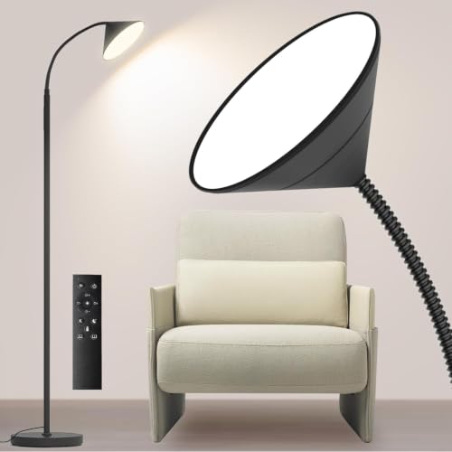 Dimmable LED Floor Lamp, Super Bright Reading Lamps Floor Standing lamp with Remote & Touch Control, Stepless Dimming & 2700K-6500K Color Temperature, for Living Room Bedroom Office, Matte Black - color: Matte Black