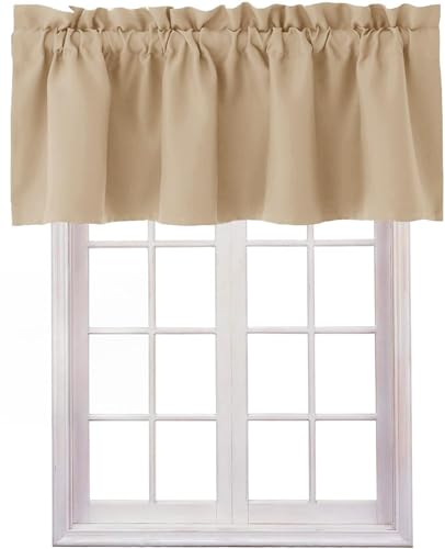 Hiasan Biscotti Beige Valance Curtains for Window 42 x 12 Inches 1 Panel - color: Biscotti Beige, size: 42"W x 12"L (Pack of 1)