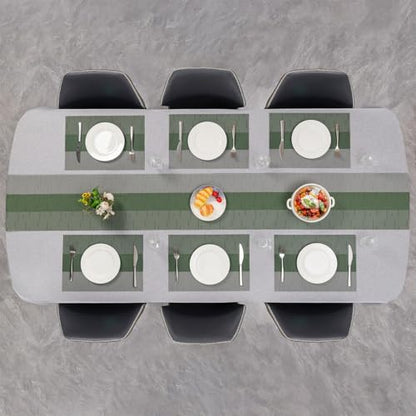 Placemats Set of 4, Vinyl Woven Heat-Resistant Place Mats - color: Gray Sage Green, size: Set of 4
