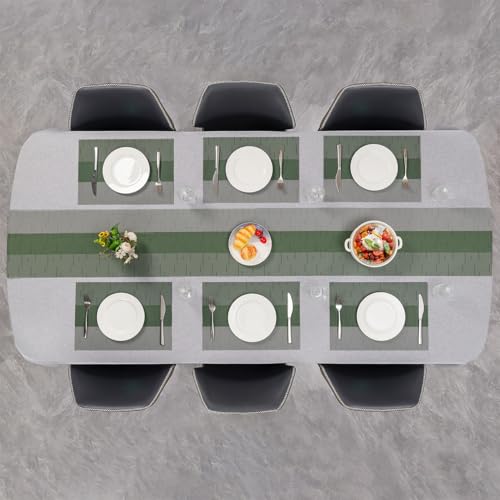 Placemats Set of 8, Vinyl Woven Heat-Resistant Place Mats - color: Gray Sage Green, size: Set of 8