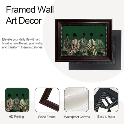 Dark Brown Framed African American Woman Canvas Wall Art 9x11 in - color: 5Green Abstract Woman, size: 11"L x 9"W