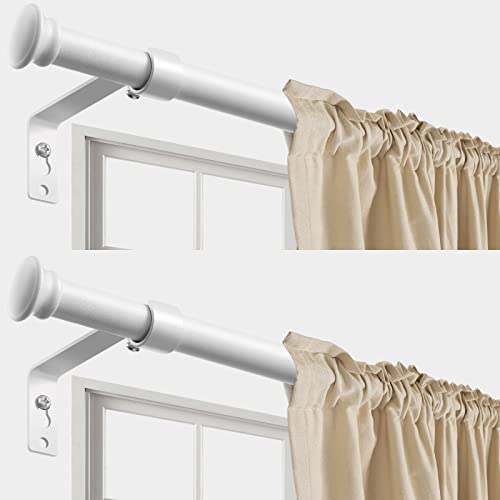 Decorative Curtain Rods for Windows 28 to 50 Inch - 5/8" Heavy Duty Curtain Rods 2 Pack,Basic Window Curtains Rod,Cafe Drapery Rod with Brackets - White - color: Matte White, size: 28-50" (2 Pack)