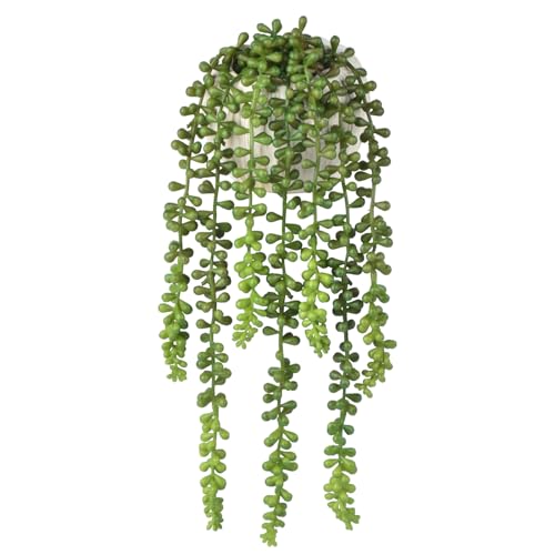 Succulents Plants Artificial, Small String of Pearls with Ceramic Pot Artificial Faux String of Pearls Suitable for Home Garden Decor, Wall Decoration