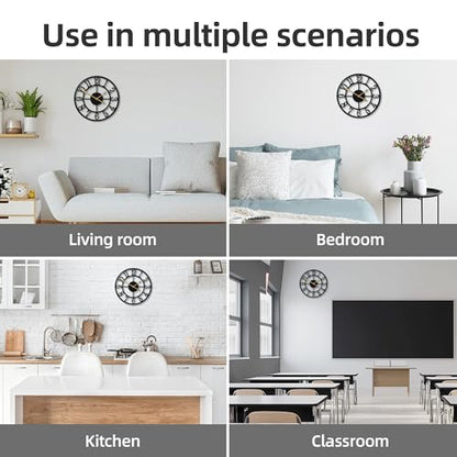 Wall Clock Battery Operated,Silent Non Ticking Modern Rustic Metal Small Clocks for Living Room/Bedroom/Office/Kitchen/Farmhouse Home Decor-12IN(Arabic Number-Black) - size: 12 Inch