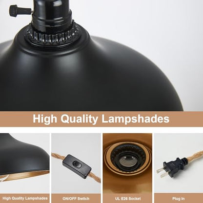 3 Light Plug in Pendant Lights Dome Hanging Lamp with Switch 22 Ft Long Hemp Rope Farmhouse Pndant Light Cord Lighting Fixture DIY Hanging Light - color: B 3 Lights