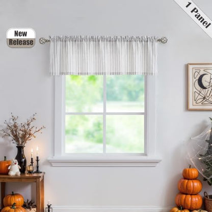 SXZJTEX Black White Striped Valance Curtain Kitchen Bathroom 54W x 15L - color: Black, size: 54"W x 15"L (Pack of 1)