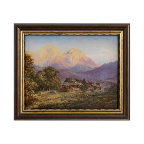 Vintage Gold Framed Wall Art, Vintage Mountain Landscape Canvas Painting - color: 09, size: 12"L x 10"W