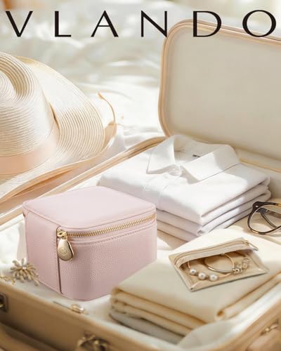 VLANDO Jewelry Organizer with Clear 6 Velvet Bags,Pink - color: 6PCS-Pink