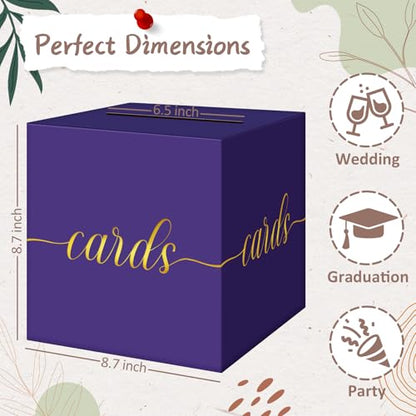 Elegant Purple Graduation Card Box, Gold Foil Gift Card Box for Party - color: Z03 Purple and Gold Foil