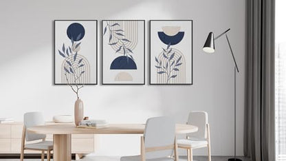 Large Framed Boho Wall Art, Mid Century Botanical Line Art, 16"x24"x3 - color: neutral, size: 16" X 24" X 3pcs Framed