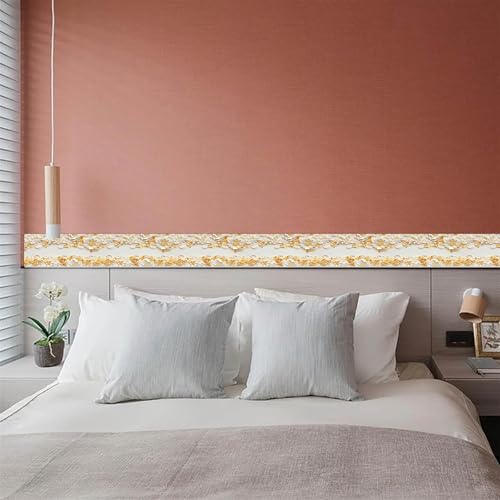 IVN Wallpaper Border Peel and Stick Wall Golden Floral Relief 4x196 Inch - color: Golden Floral Relief