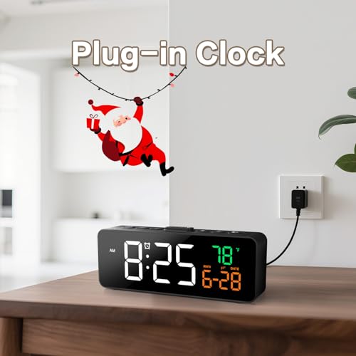 Netzu 3-in-1 Digital Clocks for Living Room, Small & Compact Alarm Clock - color: Black