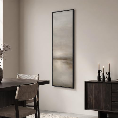 Large Framed Neutral Landscape Abstract Wall Art, Long Vertical 20x60 In - color: Calm Waters, size: 60"L x 20"W