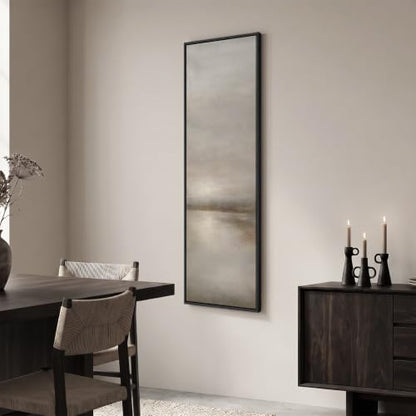 Large Framed Neutral Landscape Abstract Wall Art, Long Vertical 20x60 In - color: Calm Waters, size: 60"L x 20"W