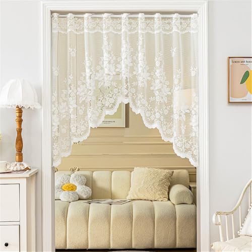 1pc White Lace Arched Swag Sheer Curtain for Doorway Kitchen - size: 63"W x 39"L (Pack of 1)
