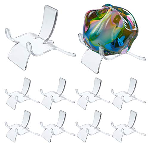 Hipiwe 10 Packs Acrylic Triangle Display Holder - Clear Plastic Display Easel Stands for Geodes Rock Mineral Agate Fossil Coral Small Collectibles Display Stands, Large - size: Large
