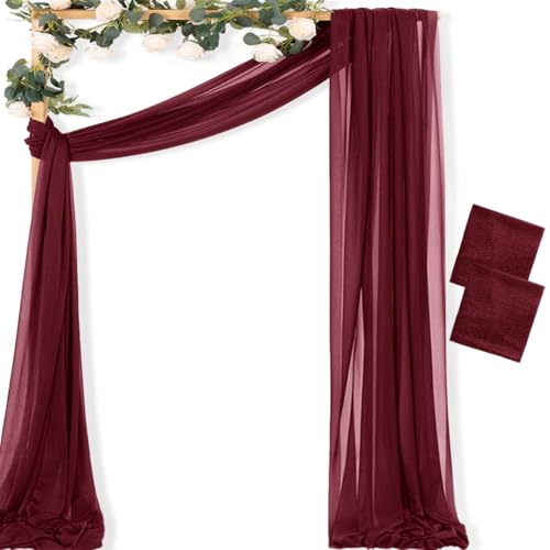 Sheer Gauze Wedding Arch Draping Fabric 29" x 20 FT 2 Panels Burgundy - color: Burgundy, size: 29"w x 240"l (Pack of 2)