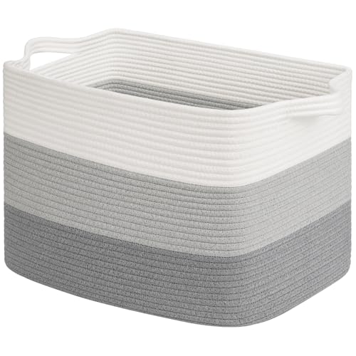 Goodpick 50L Large Woven Storage Basket, 18" x 14" x 12", Gradient Gray - color: Gradient Grey, size: 18"L x 14"W x 12"H