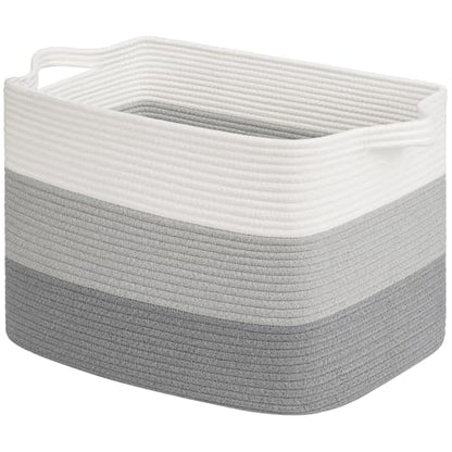 Goodpick 50L Large Woven Storage Basket, 18" x 14" x 12", Gradient Gray - color: Gradient Grey, size: 18"L x 14"W x 12"H