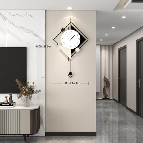 Modern Big Decorative Metal Silent Wall Clock for Living Room Decor - size: 15*26INCH