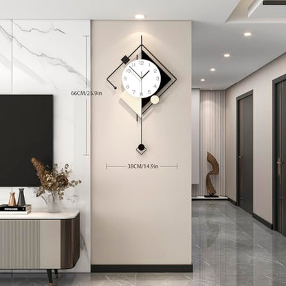 Modern Big Decorative Metal Silent Wall Clock for Living Room Decor - size: 15*26INCH