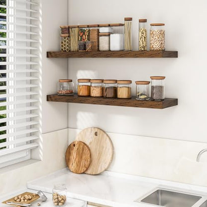 RICHFOCUS Long Floating Shelves for Wall 1Pack|Rustic Brown|40" Lx8 D - color: Rustic Brown, size: 39.4"L x 8"D, Set of 1
