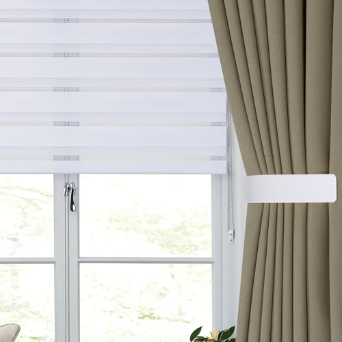 Groleca 2 Pack Curtain Holdbacks Curtain Tiebacks Wall Mount, White - color: White