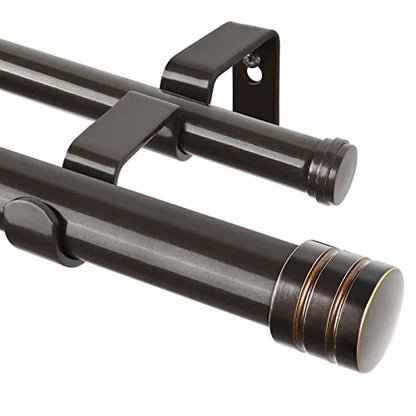 TONIAL 1 Inch Double Curtain Rods for Windows, 140 to 180 Inch Long, Bronze - color: Bronze, size: 140-180"
